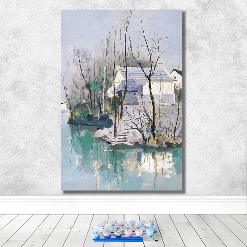 Diy Рисование по номерам рисунок Versus инструментарий Рисование Wu Guanzhong художественная гостиная декоративная подвесная краска ing - Цвет: 10309
