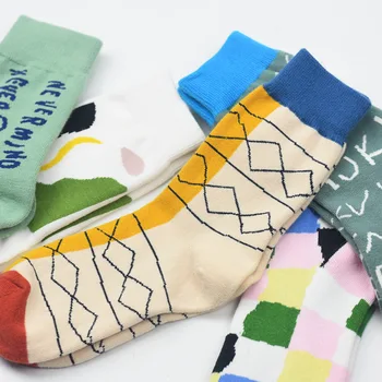 

Patchwork Colorful Sock for Woman Plaid Socks Women Adult Kawaii Ladies Elegant Long Sox Cotton Spring Female Trendy Calcetines