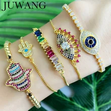 Радуга сглаза Регулируемый циркон браслеты Фатима рука теннис браслет золото греческий глаз для женщин ювелирные изделия olho grego