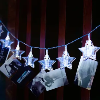 

Stars LED Garlands Card Photo Clip String Lights Battery Operated Light Strings Twinkle Decorative Clamp Fairy Light 10/20/30/50