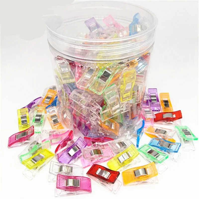100 шт смешанные пластиковые чудо зажимы держатель для «сделай сам» Лоскутная работа ткань стеганые зажимы для ткани прищепки для дома, для офиса поставка