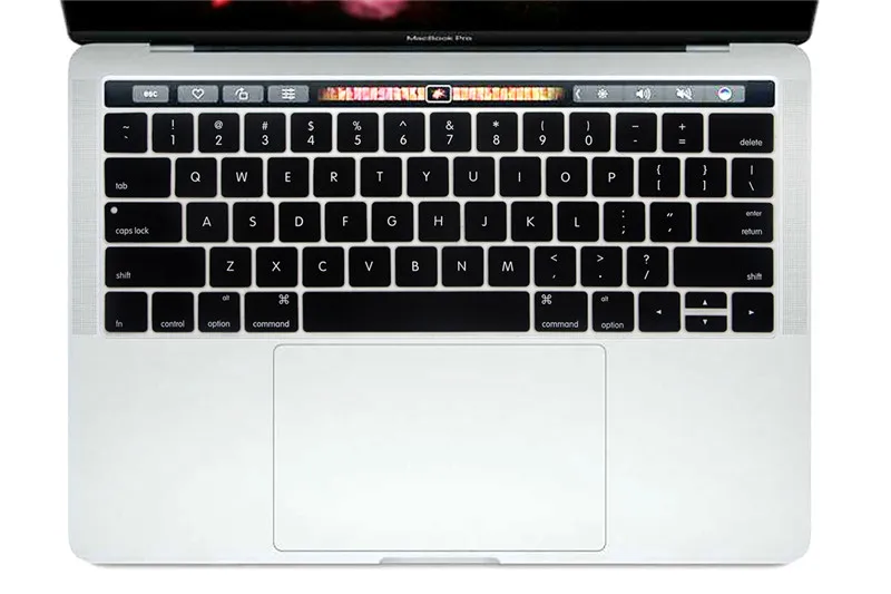 Английская американская Защитная пленка для клавиатуры для Macbook Pro 13,3 A1706 A1989 и 15,4 дюймов A1707 A1990 с сенсорной панелью - Цвет: Черный
