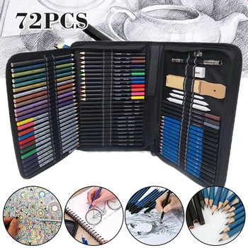

72pcs/set Drawing Sketching Set Charcoal Pencil Artists Painting Draw Sketch Kit For Painter School Students Art Supplies