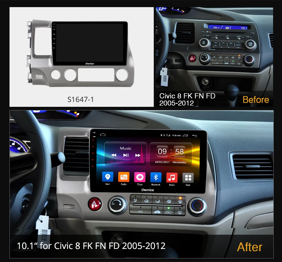 Ownice Android 10 0 Восьмиядерный автомобильный головный блок для Honda Civic 8 2004 2009 DVD GPS DSP 4G LTE