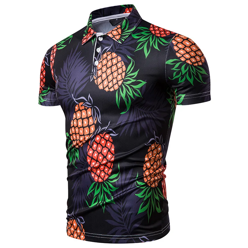

Fashion Men Summer New Style Pineapple Printed Short-sleeved Polo Shirt Pl95