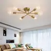 Modern Sputnik Ceiling Lights Fixture Nordic Semi Flush Mount Ceiling Lamps Brushed Antique Gold Lighting 6-Light Home Decor ► Photo 1/6