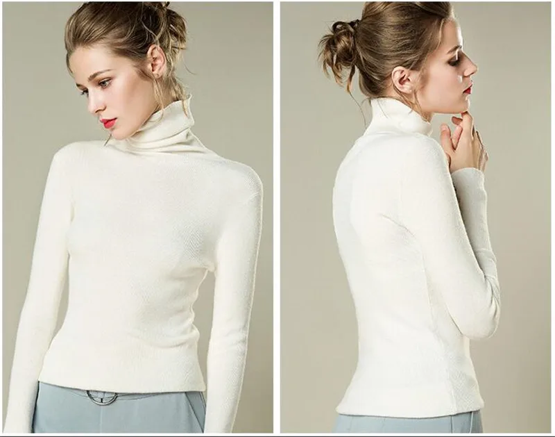 Женский свитер с хомутом GCAROL, стрейчевый джемпер в стиле минимализма с содержанием шерсти 30%, обтягивающий базовый трикотажный пуловер для весны и осени