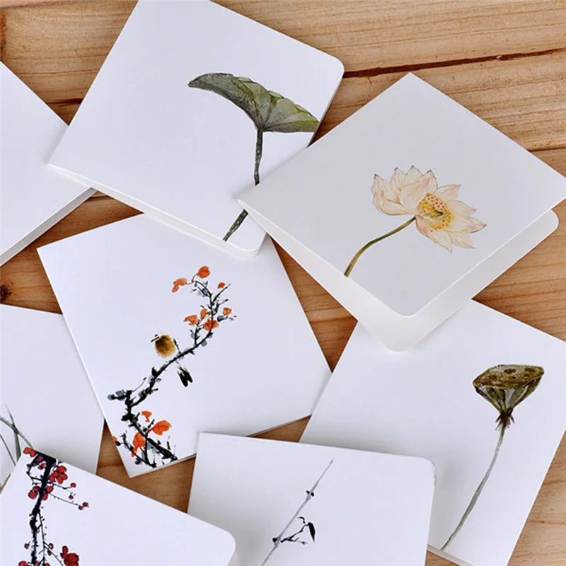 10 шт китайский стиль цветок поздравительные открытки с бумажным конвертом Творческий Праздник Цветок поздравительная открытка
