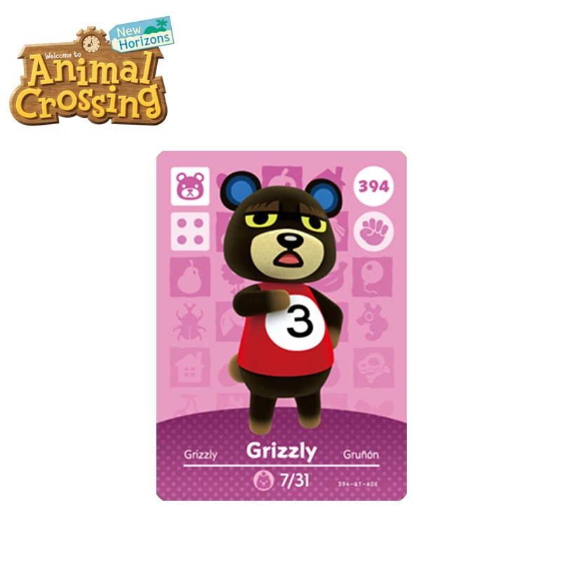 

394 Grizzly Amiibo Animal Crossing Card Series 4 For NS Switch Game Animal Crossing New Horizons Amiibo Villagers Grizzly Card