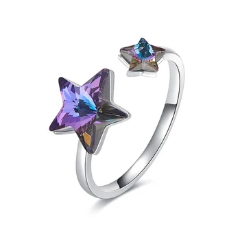 

Warme Farben Embellishe with Crystal from Swarovski Kroean Simple Opening Star Ajustable Size Rings Anillos Mujer Romantic Gifts