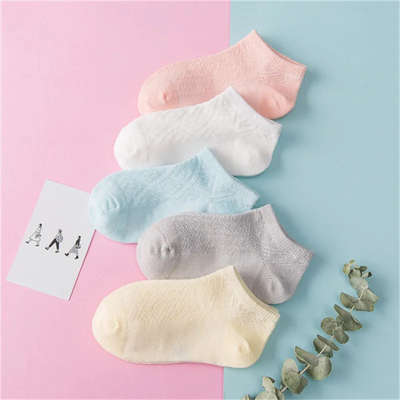 5 Pairs/Lot 1-12Y Spring Summer Children Breathable Mesh Socks Boy Girl Cotton Casual Baby Fashion Clothes Accessories
