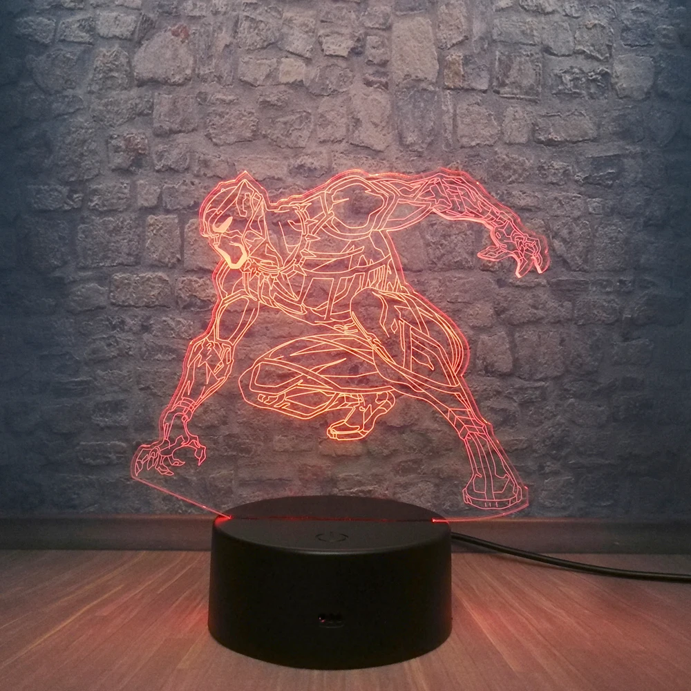 Marvel Legend фигурка Черная пантера 3D светодиодная лампа 7 цветов меняющая спальню USB