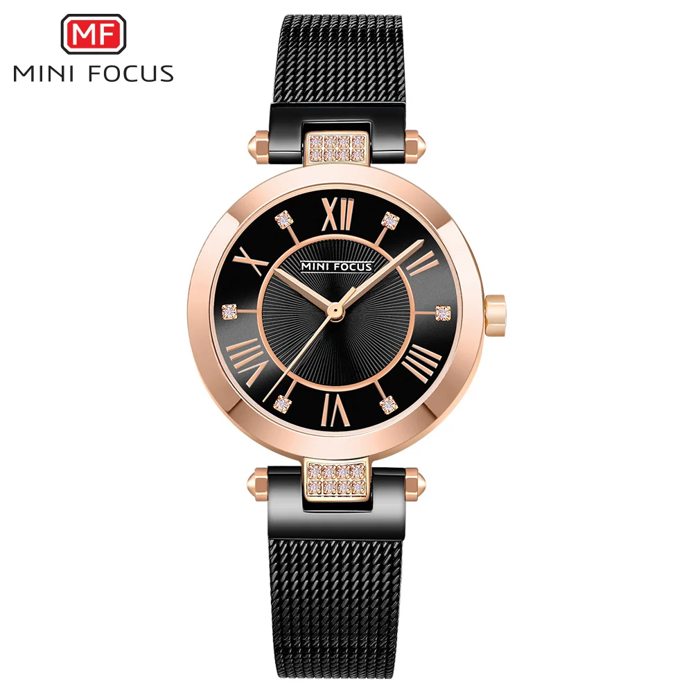 Мини фокус брендовые модные женские часы женские водонепроницаемые часы из нержавеющей стали Роскошные брендовые кварцевые часы - Цвет: rose black