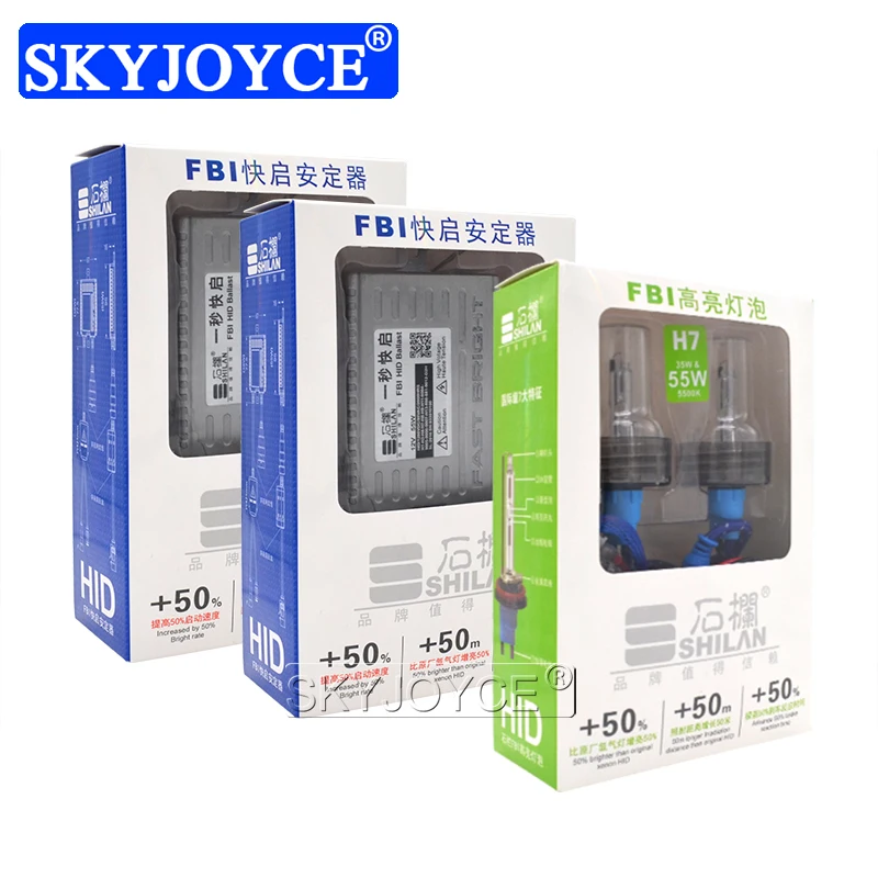 SKYJOYCE High Quality FBI 55W Xenon H7 5500K Super Bright Car Headlight Kit Xenon H1 H3 H8 H11 D2H AC Slim Fast Start HID Ballast (4)