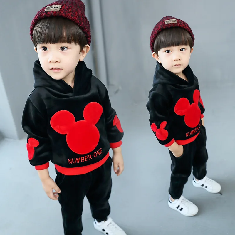 Kids Tracksuit Boys Casual Clothes Set Costume Mickey mouse Sport Suit for Girl Teen Long Sleeve Sweatshirt Hoodies Pant