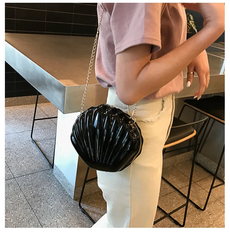 Новая мода 3D оболочка Сумка дизайнерская цепочка на плечо сплошной цвет Handbags2019 женские маленькие сумки через плечо из искусственной кожи GQ043