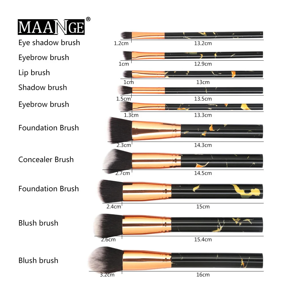 MAANGE 10Pcs/Set Make Up Brush Multifunctional Makeup Brush Concealer Eyeshadow Foundation Makeup Brush Set Tool maquiagem