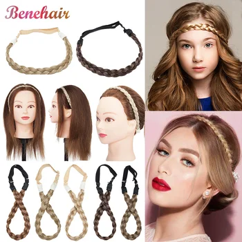 

BENEHAIR Braided Hair Band Hair Accessories Synthetic Hair Plaited Elastic Headband Hairband Bohemian Style For Women Wedding