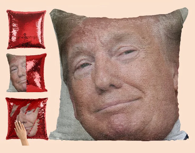 Подушка с блестками Трампа | Наволочка Двухцветная подушка Подарок для нее Него