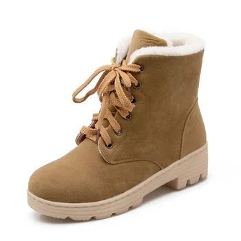 

MudiPanda Ankle Boots For Girls 2020 Children Winter Plus Velvet Warm Lace-Up Martin Shoes Non-Slip Kids Snow Boots 8-14 Years