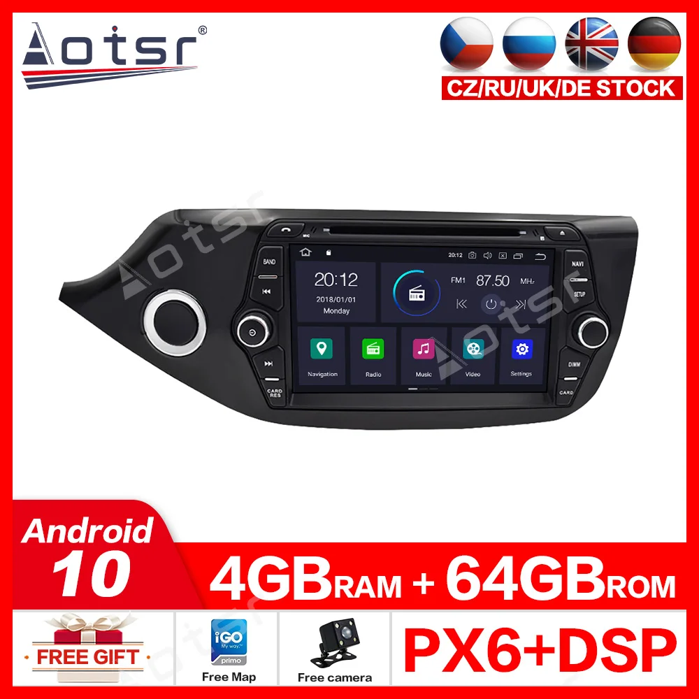 Aotsr 2 din radio tape recorder android10 For KIA CEED GPS navigation Car DVD Player 2013-2016 stereo multimedia player car IPS |