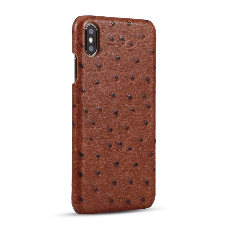 Коричневый Для iPhone XS XR задняя крышка iPhone7 8 страусиная кожа воловья натуральная кожа чехол для телефона Тонкий Бизнес умный чехол для iPhone XS Max - Цвет: Коричневый
