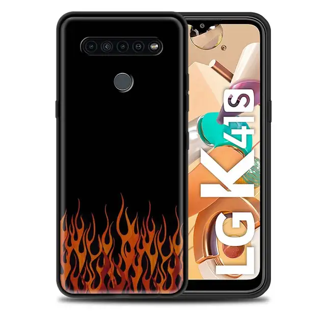 Fashion Flame Pattern Black Case for LG K41s K40s K50s K51s G6 G7 G8 ThinQ K31 K42 K52 K62 K71 Soft Silicone Phone Cover B07