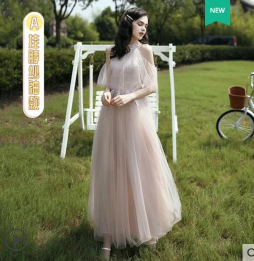 pink A Новые пыльно-синие смешанные и подходящие Платья для подружек невесты с аппликацией цветов осенние румяные вечерние платья для выпускного вечера дешевые Robe De Soriee - Цвет: pink A