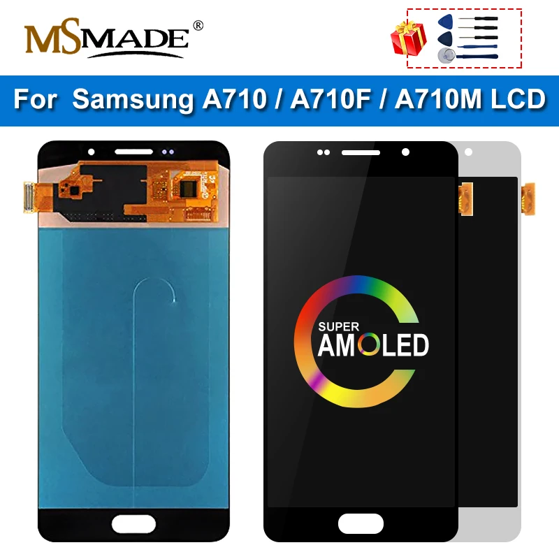 ЖК дисплей 5 дюйма Super AMOLED для Samsung Galaxy A7 2016 A710 A710F A710M с сенсорным экраном и