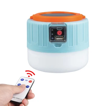 

Solar Rechargeable Tent Bulb, Multi-Function Outdoor Remote Control Three-Speed Dimming Light, Mobile Waterproof Emergency Blue