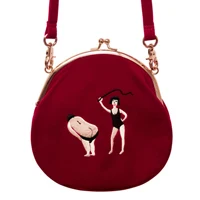 Новая Оригинальная дизайнерская женская винтажная сумка велюровая с мультяшной вышивкой женская сумка-мессенджер мини женская сумка на плечо Сумочка Кошелек - Цвет: Red