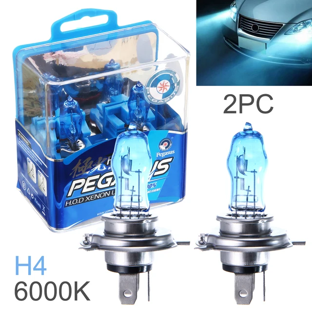 MovFlax H4 H7 H3 Car HOD Halogen Bulbs H9 H1 2 Pcs DC 12V 100W 6000K White Light Front Headlight Lamp Car Light Source Parking H4 Socket