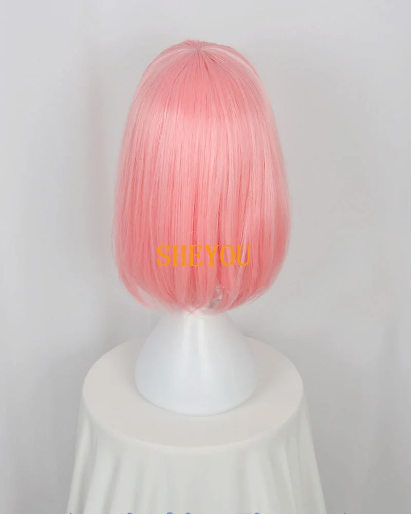 Anime Haruno Sakura Short Pink Styled Hair With Headband Heat Resistant Cosplay Costume Wigs + Wig Cap