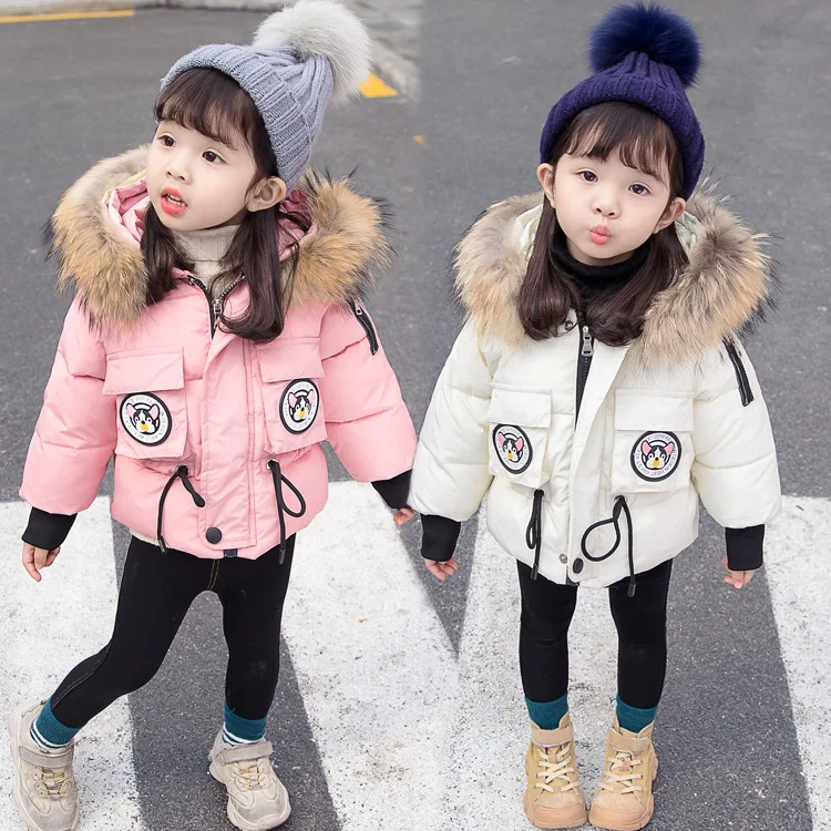 

2019 New Style Korean-style CHILDREN'S Cotton-padded Jacket Girls Winter Hand Cotton of Cotton Coat Children Children Large Fur