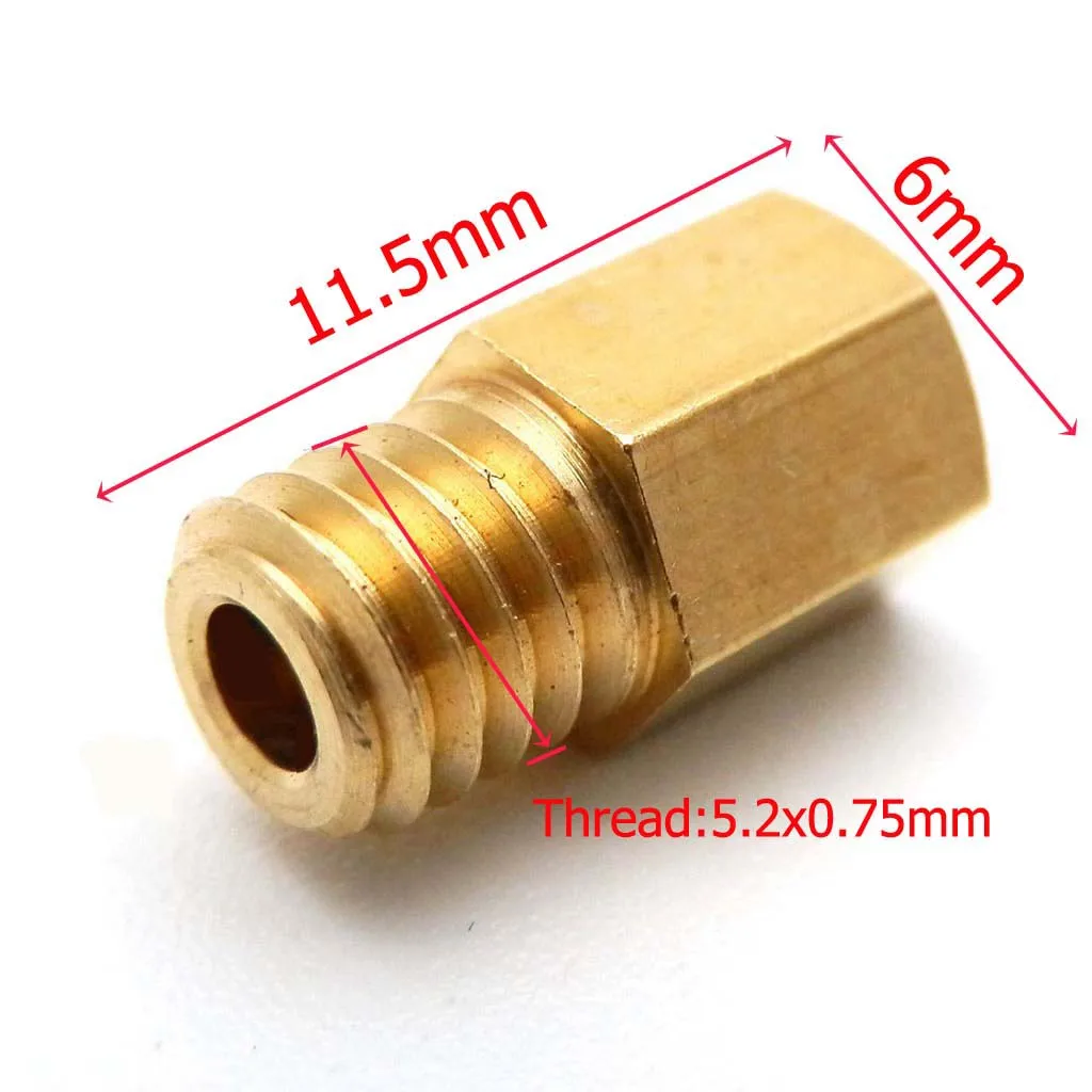 5.2x0.75mm Thread Main Jet Brass Hex Type Jet Motorcycle Carburetter