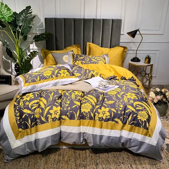 

High-end American printed 60S Egyptian long-staple cotton bedding set quilt cover bed sheet pillowcases bed set