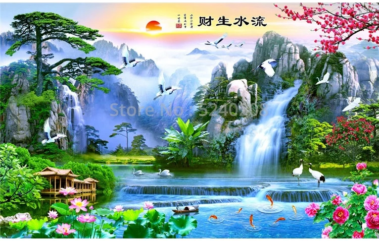 chinês paisagem cachoeira natureza paisagem foto mural
