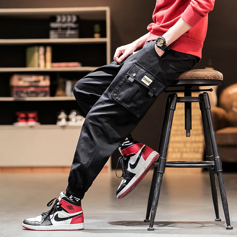 

2020 Spring New Style Bib Overall Pants Men Korean-style Trend Loose-Fit Capri Pants Versitile Fashion Casual Beam Leg