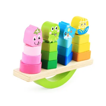 

2019 New Educational Wooden Fruit Shaped Column Building Block Jigsaw Kids Toys
