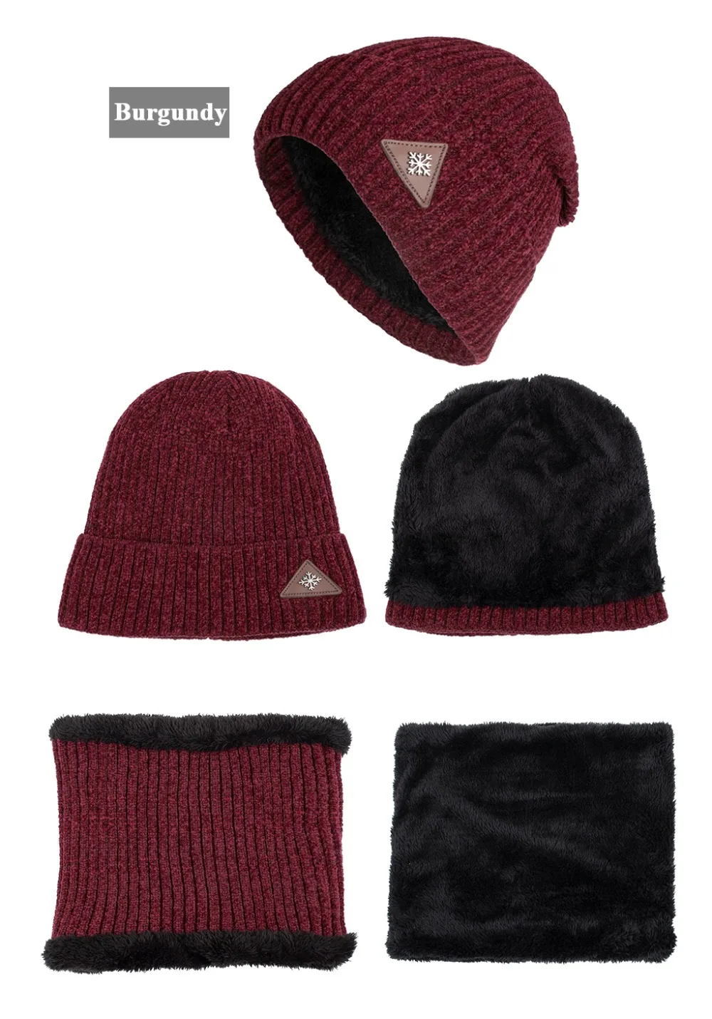 Joymay New Winter Beanies Neack Warmer Set Unisex Plain Warm Soft Scarf Skull Knitting Cap Hats Touca Gorro Caps WM126