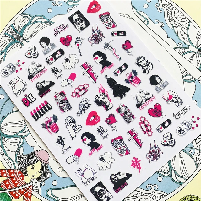 TSC-293 TSC-287 Japanese cartoon anime clown character 3D Back glue Nail Art Stickers Decals Sliders Nail ornament decoration TSC-294