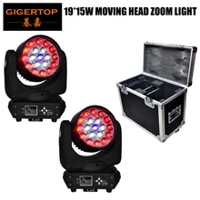 Gigertop 2XLOT 19x15 Вт RGBW 4в1 Мини светодиодный движущийся головной сценический светильник DJ KTV Клубные домашние вечерние Профессиональные dj TP-L640A
