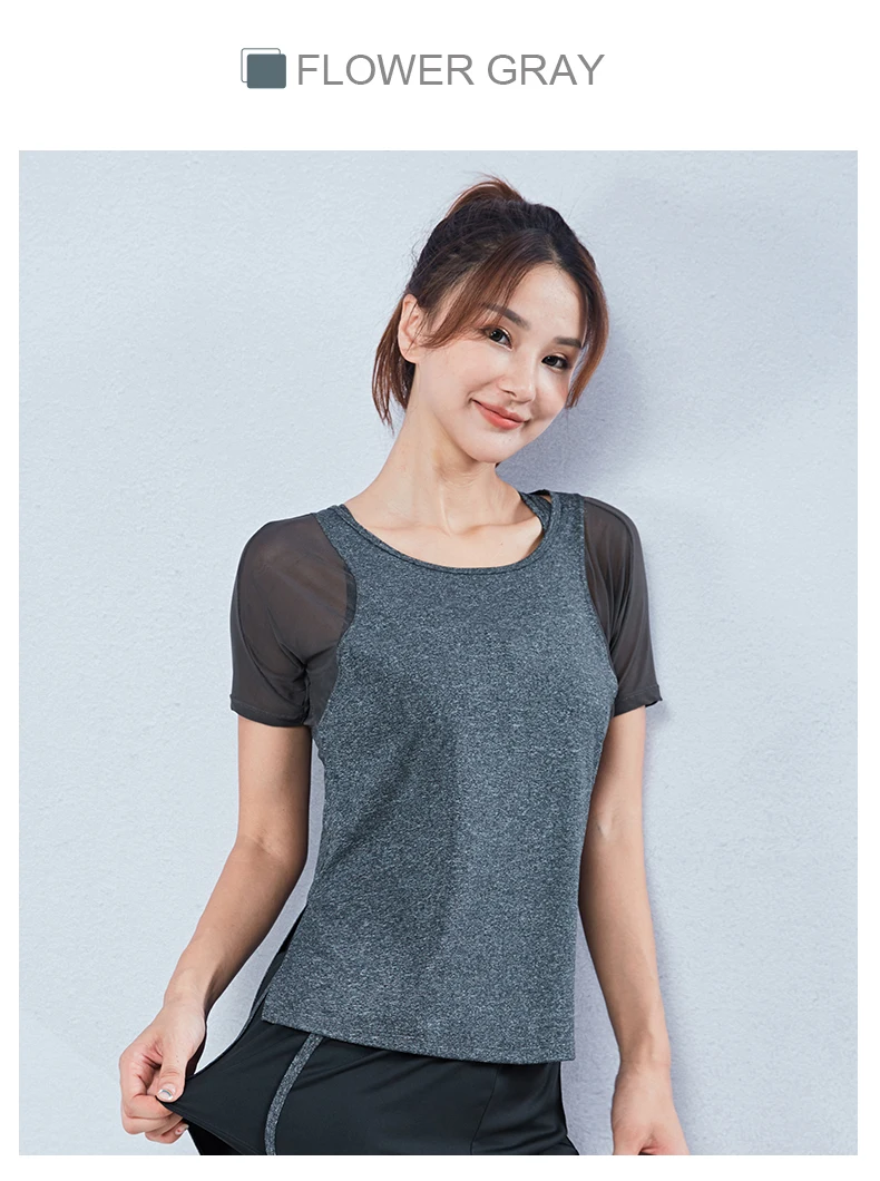 Brand 2020 Women Mesh Sports Tops Short Sleeve Yoga Shirts Loose Running Fitness T-shirts Summer Quick Dry