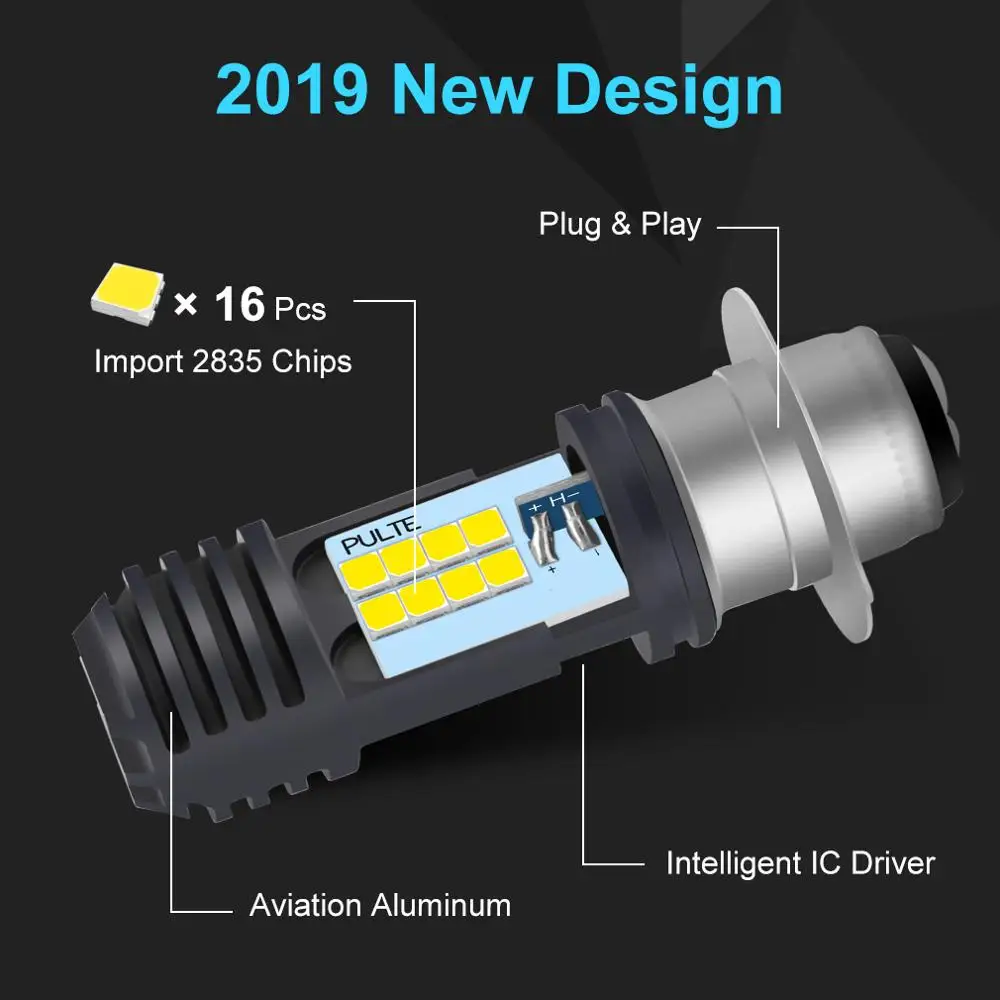 P15D H6M мотоциклетная фара 16SMD 2835 чипы 4000лм универсальная супер яркая мотоциклетная фара лампа мото DRL фары Hi Lo лампа