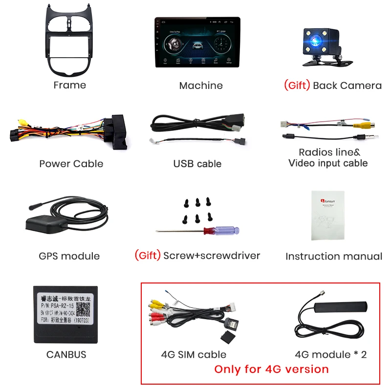 Excellent Junsun V1 2G + 32G Android 9.0 For Peugeot 206 2001 - 2008 Car Radio Multimedia Video Player Navigation GPS 2 din dvd 40