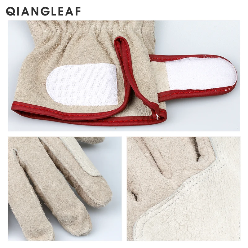 QIANGLEAF абсолютно новые нейтральные рабочие защитные перчатки из свиной кожи красные перчатки для садоводства и домашнего использования Горячая Распродажа 527RM