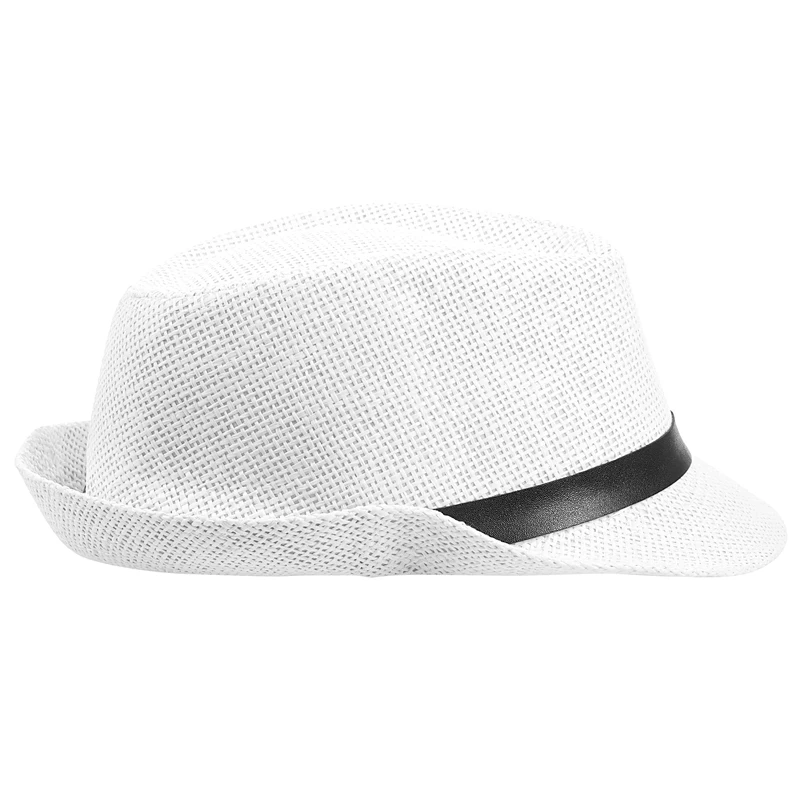 Женщины Мужчины Fedora Trilby cap Трава Стиль упаковываемая путешествия солнце летняя шляпа, белый