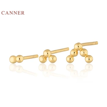 

CANNER 925 Sterling Silver Earrings For Women A Set European and American Earrings Hoops Zircon Korean Pendientes Gold Jewelry