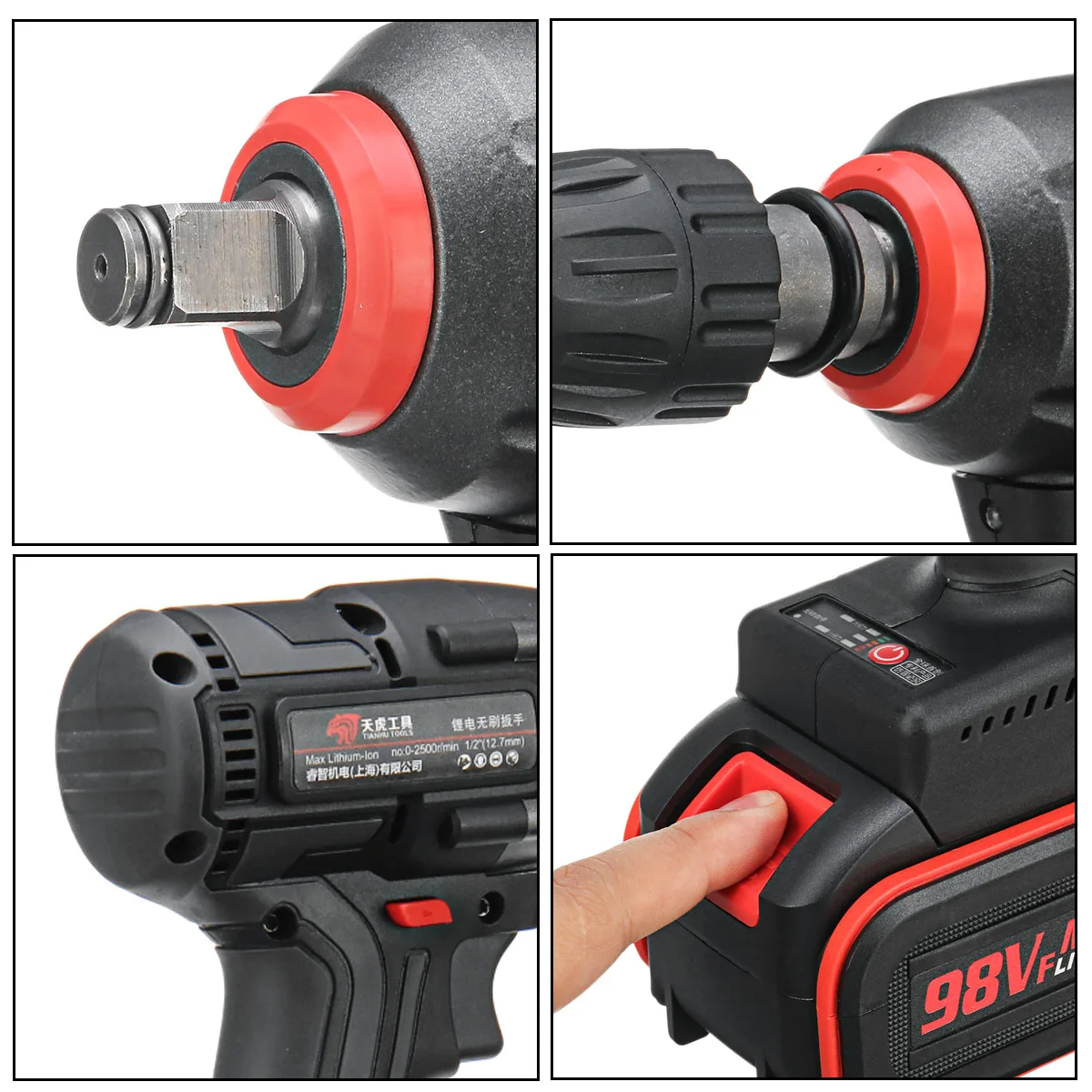 1Set 98V 16800mAh Cordless High Torque Lithium-Ion Brushless motor Electric Impact Wrench 360 N.m Torque 2500r/min