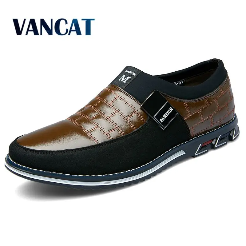 Vancat/ г. Новые мужские кожаные туфли на лето и осень модная повседневная обувь Лоферы без шнуровки деловые Свадебные модельные туфли большие размеры 38-48